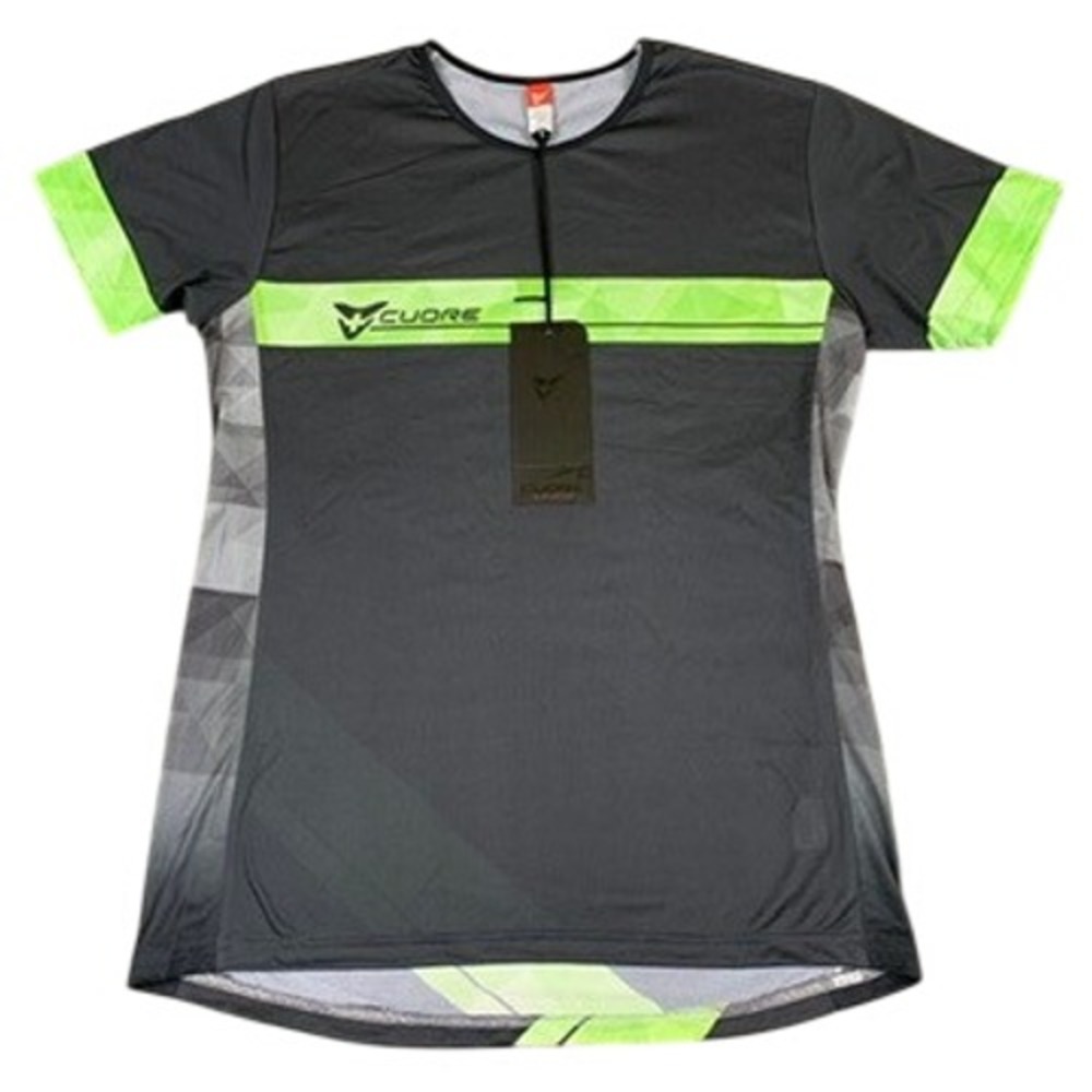 Cuore Boulder Ironman 18 Mens Running Tri Shirt Vent Gray Neon Green‎ Small NWT